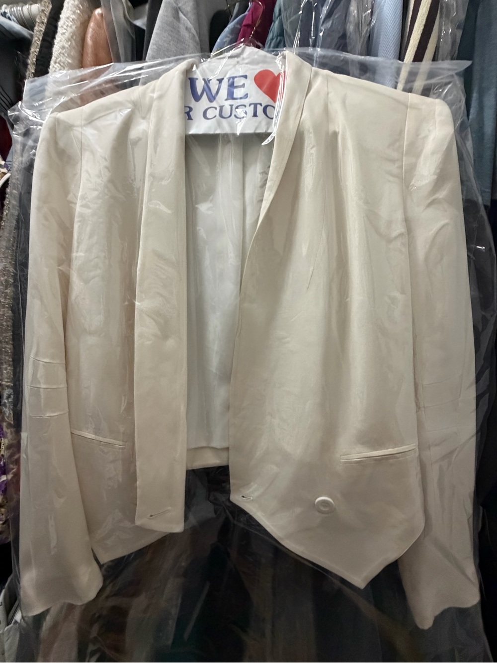 Rebecca Minkoff Cream Open-Front Draped Blazer